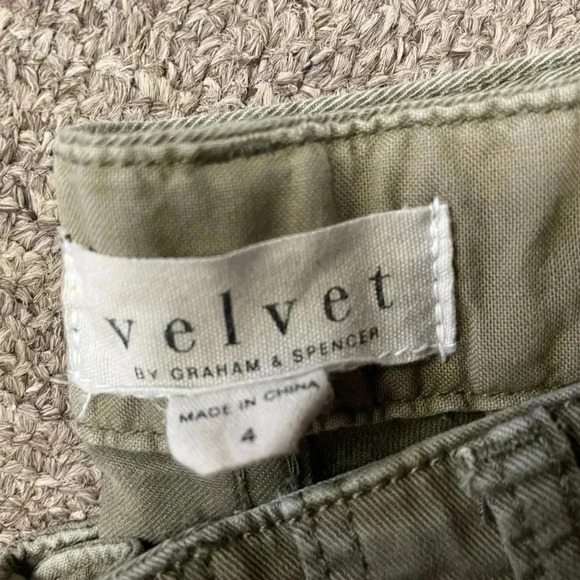 Velvet By Graham & Spencer Khaki Green Raw Hem Straight Leg Size 4 - Picture 10 of 10
